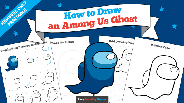 How to Draw an Among Us Ghost Printable Thumbnail