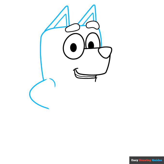 Bandit Heeler from Bluey step-by-step drawing tutorial: step 3