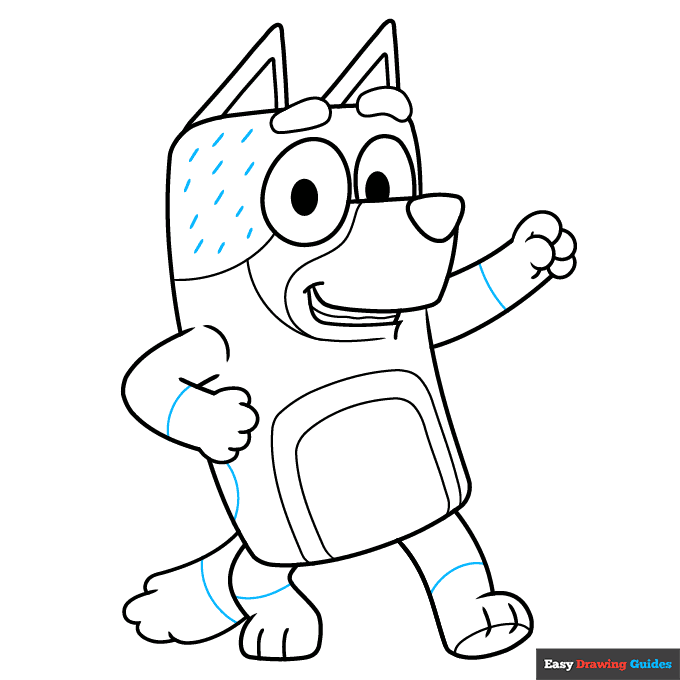 Bandit Heeler from Bluey step-by-step drawing tutorial: step 9