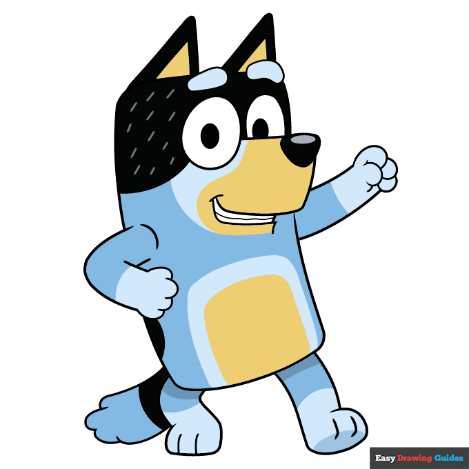 Bandit Heeler from Bluey step-by-step drawing tutorial: step 11