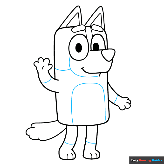 Chilli Heeler from Bluey step-by-step drawing tutorial: step 8