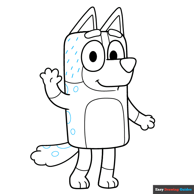 Chilli Heeler from Bluey step-by-step drawing tutorial: step 9