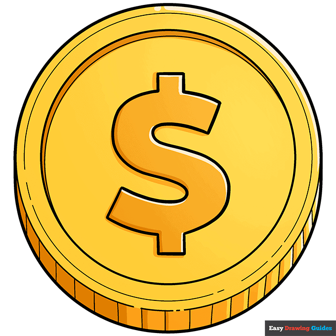 Coin step-by-step drawing tutorial: step 11