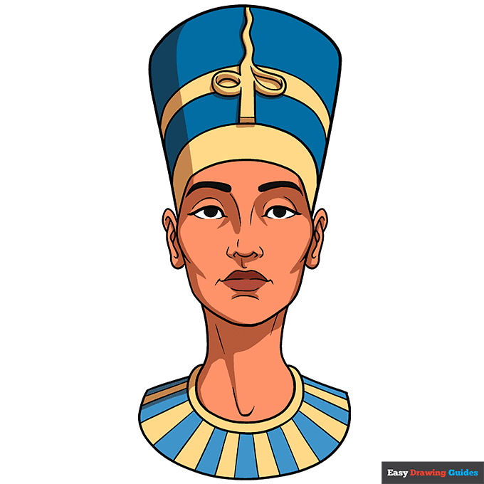 Nefertiti step-by-step drawing tutorial: step 11
