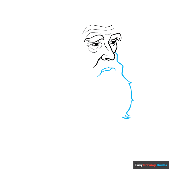 Charles Darwin step-by-step drawing tutorial: step 3