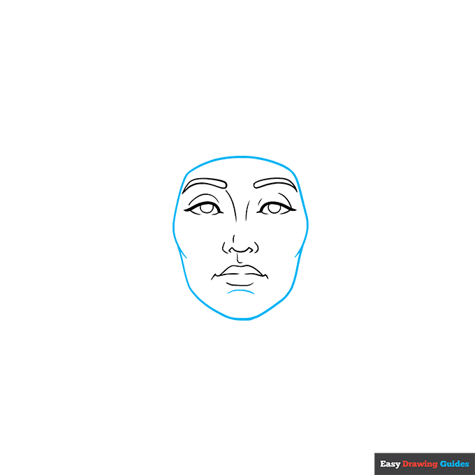 Nefertiti step-by-step drawing tutorial: step 3