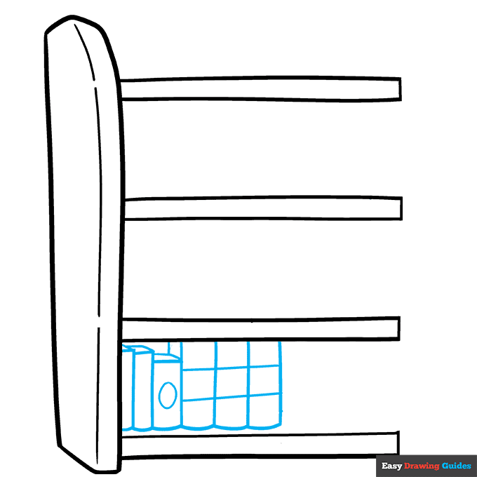 Bookshelf step-by-step drawing tutorial: step 4