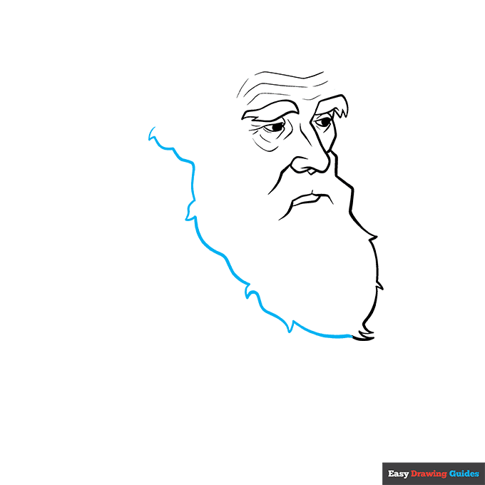 Charles Darwin step-by-step drawing tutorial: step 4