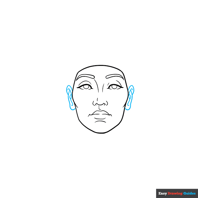 Nefertiti step-by-step drawing tutorial: step 4