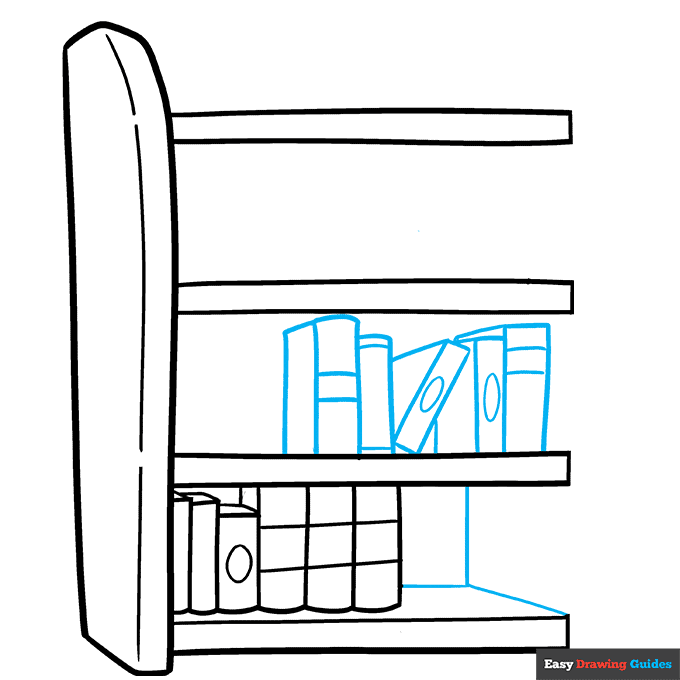 Bookshelf step-by-step drawing tutorial: step 5