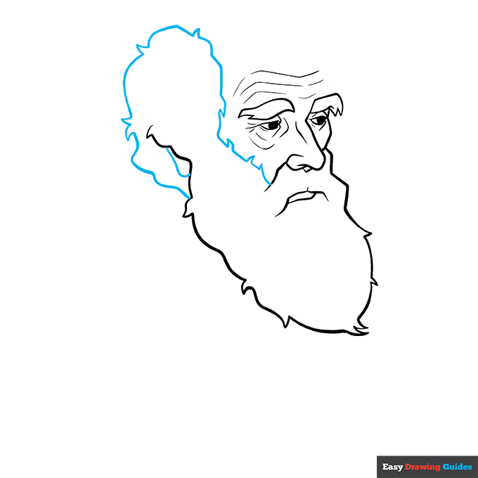 Charles Darwin step-by-step drawing tutorial: step 5