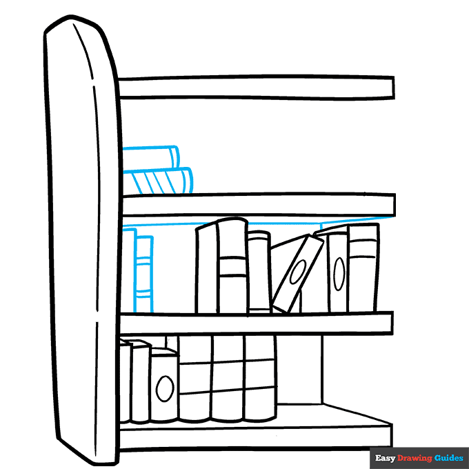 Bookshelf step-by-step drawing tutorial: step 6