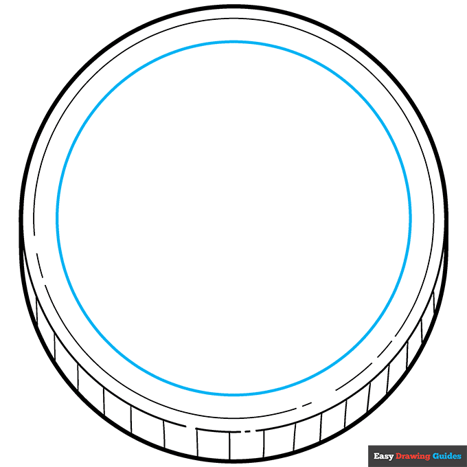 Coin step-by-step drawing tutorial: step 6