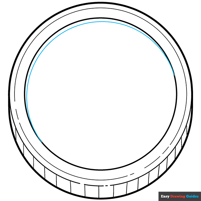 Coin step-by-step drawing tutorial: step 7