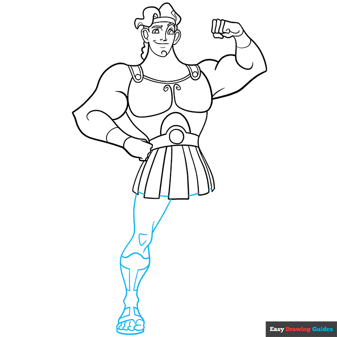 Hercules step-by-step drawing tutorial: step 7