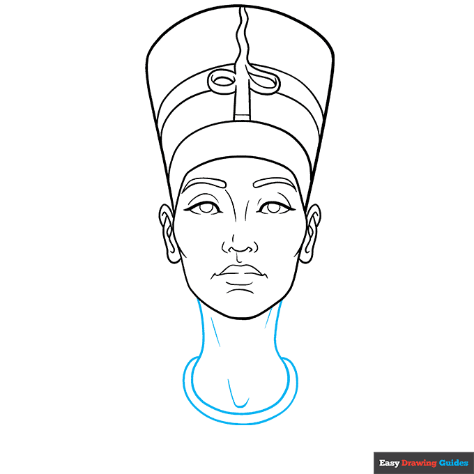 Nefertiti step-by-step drawing tutorial: step 7