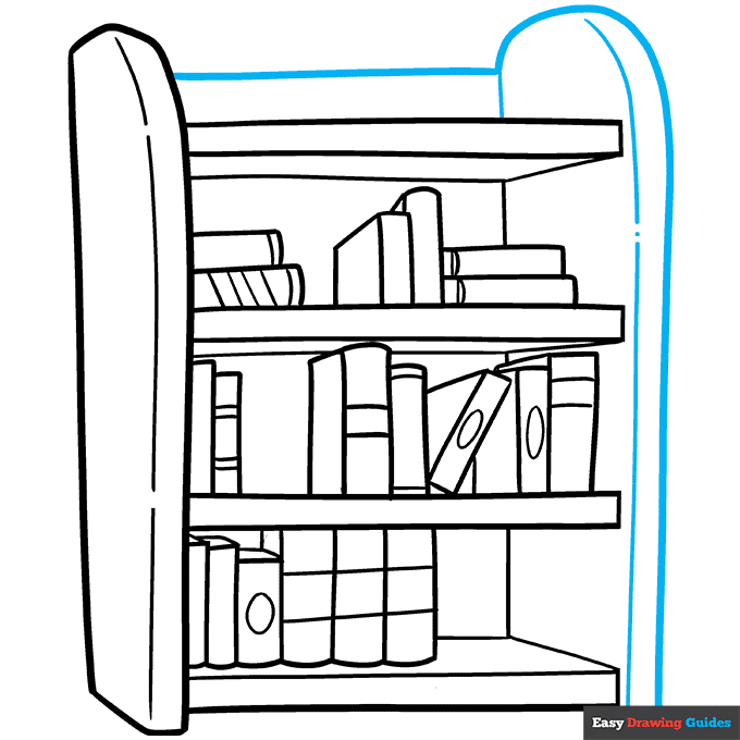 Bookshelf step-by-step drawing tutorial: step 8
