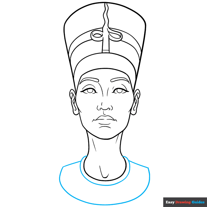 Nefertiti step-by-step drawing tutorial: step 8