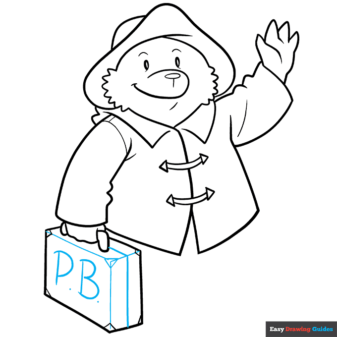 Paddington Bear step-by-step drawing tutorial: step 8
