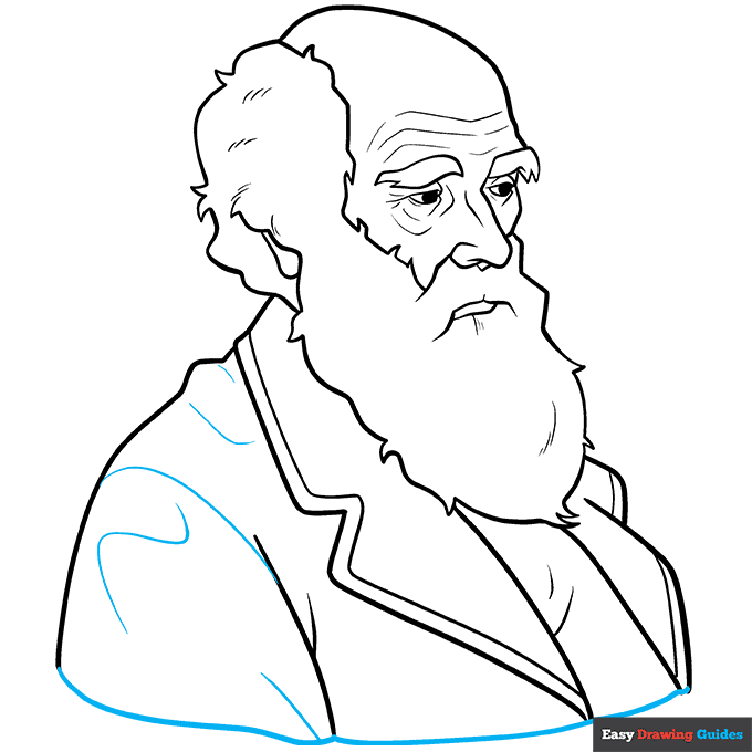 Charles Darwin step-by-step drawing tutorial: step 9