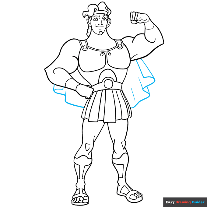 Hercules step-by-step drawing tutorial: step 9