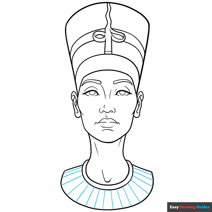 Nefertiti step-by-step drawing tutorial: step 9