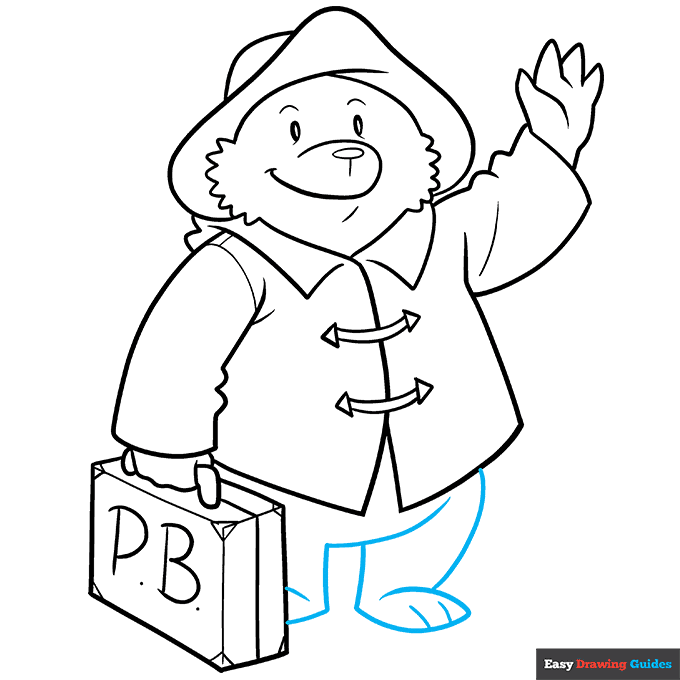 Paddington Bear step-by-step drawing tutorial: step 9