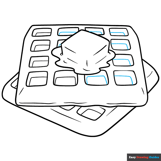 Waffle step-by-step drawing tutorial: step 9