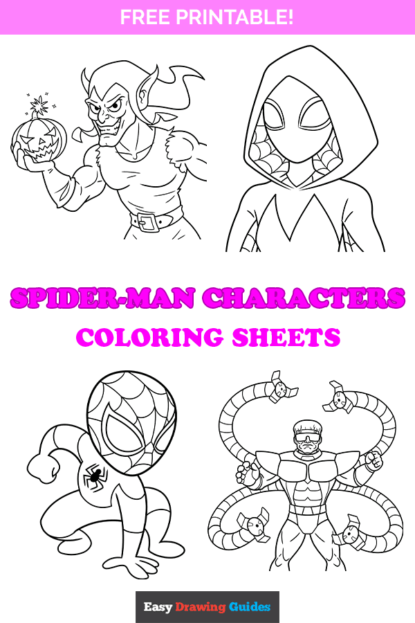 Free printable Spider-Man Characters coloring pages - pinterest image