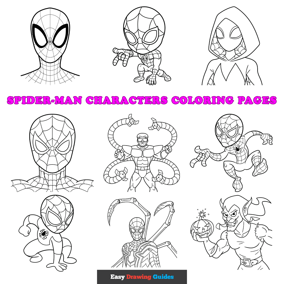 Spider Man Characters Coloring Pages - Featured Image