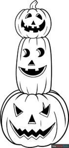 Free printable Easy Stacked Halloween Pumpkins coloring page
