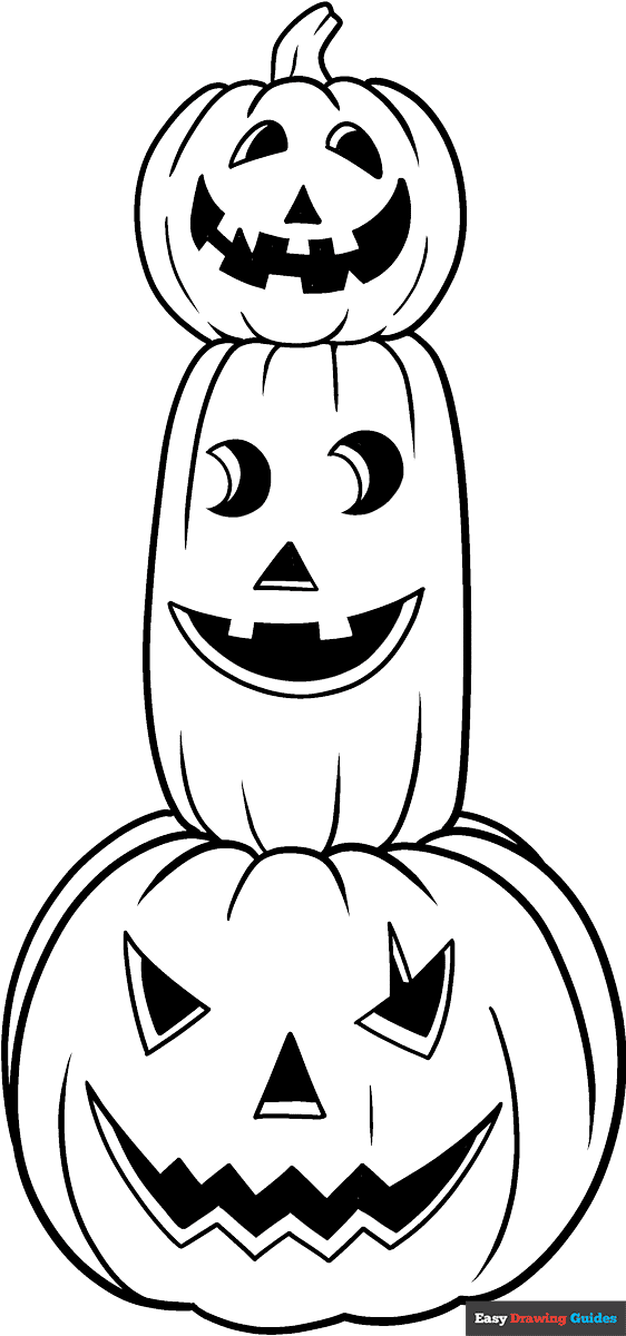 Free printable Easy Stacked Halloween Pumpkins coloring page