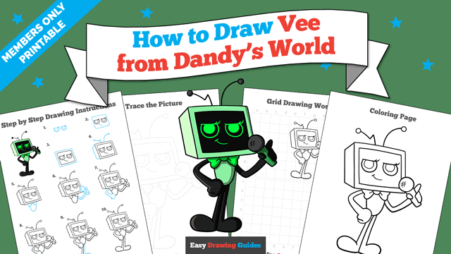 How to Draw Vee from Dandy's World Printable Thumbnail