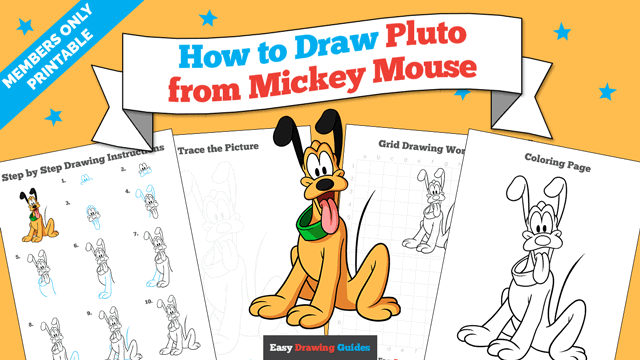 How to Draw Pluto from Mickey Mouse Printable Thumbnail