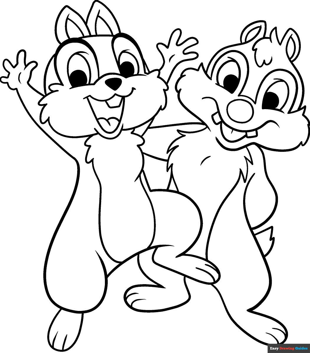 Free printable Chip and Dale coloring page