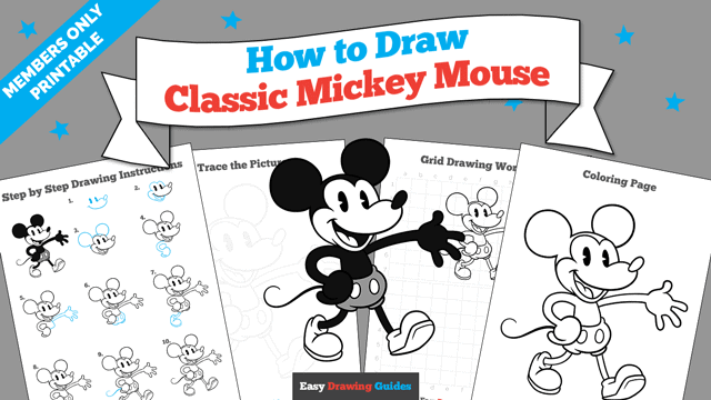How to Draw Classic Mickey Mouse Printable Thumbnail