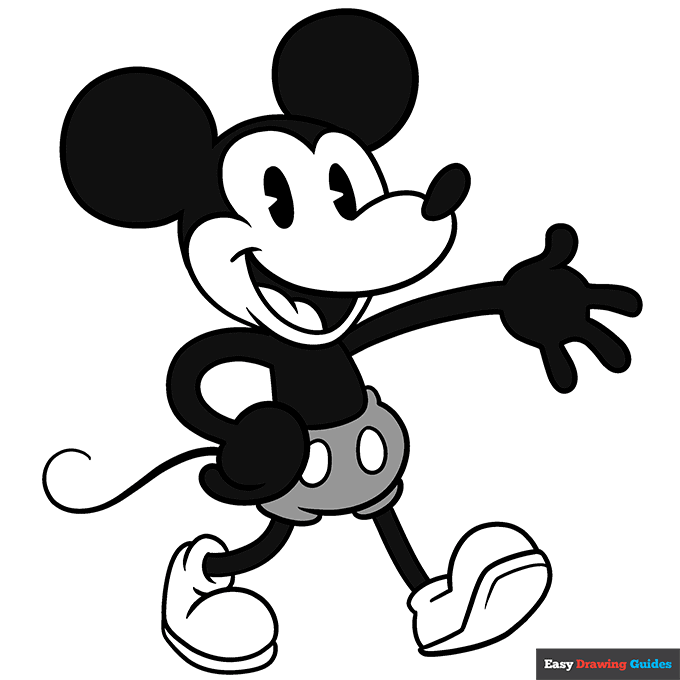 Classic Mickey Mouse step-by-step drawing tutorial: step 11