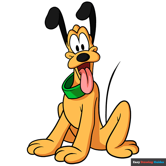 Pluto from Mickey Mouse step-by-step drawing tutorial: step 11