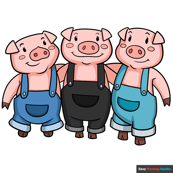 Three Little Pigs step-by-step drawing tutorial: step 11