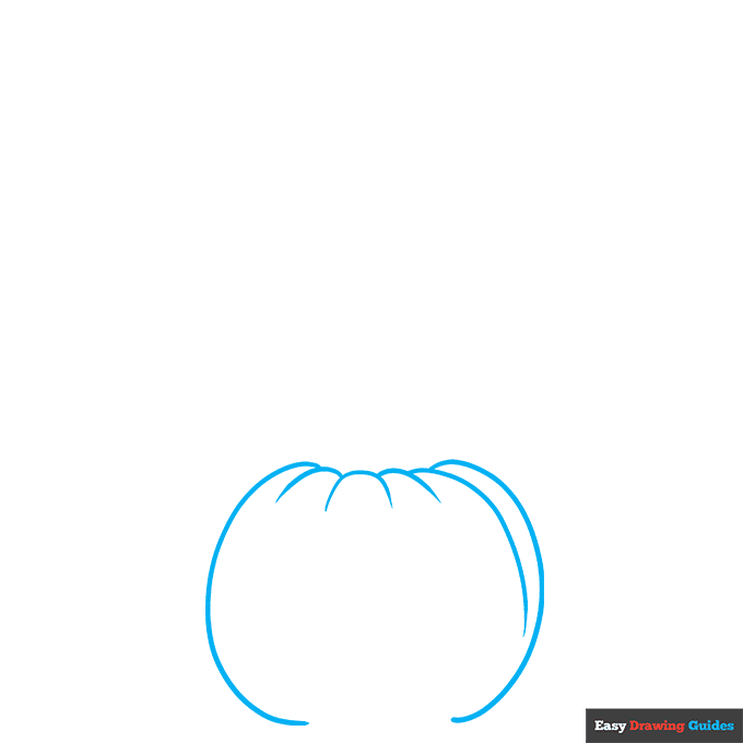 Stacked Halloween Pumpkins step-by-step drawing tutorial: step 1
