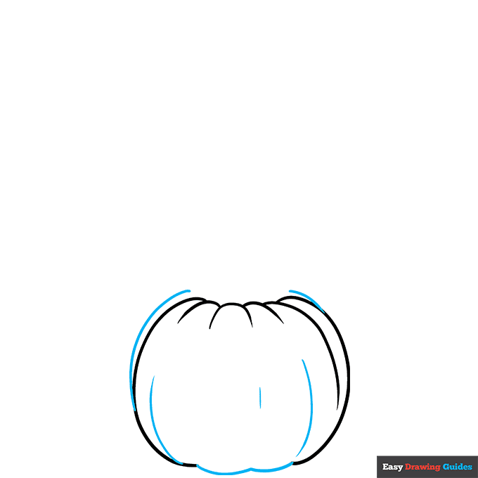 Stacked Halloween Pumpkins step-by-step drawing tutorial: step 2