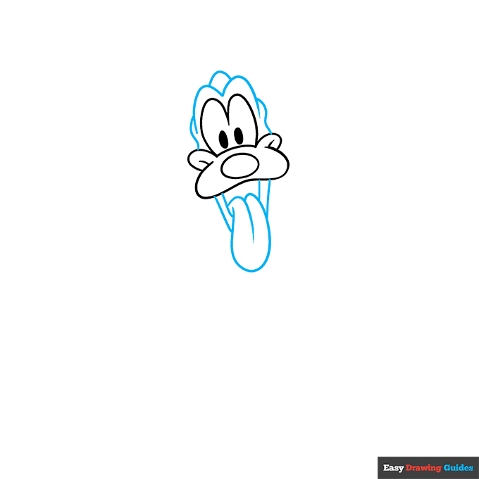 Pluto from Mickey Mouse step-by-step drawing tutorial: step 3