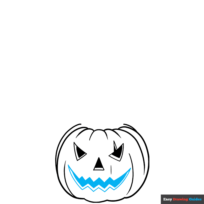 Stacked Halloween Pumpkins step-by-step drawing tutorial: step 4
