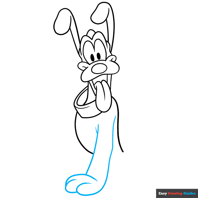 Pluto from Mickey Mouse step-by-step drawing tutorial: step 6
