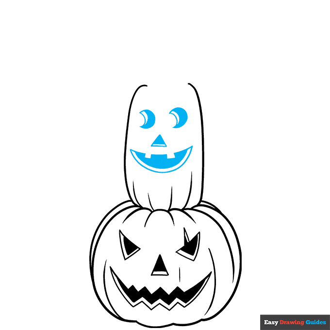 Stacked Halloween Pumpkins step-by-step drawing tutorial: step 6