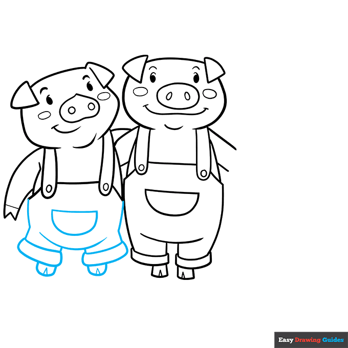 Three Little Pigs step-by-step drawing tutorial: step 6