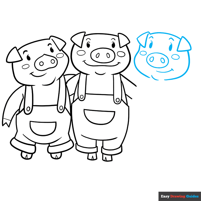 Three Little Pigs step-by-step drawing tutorial: step 7