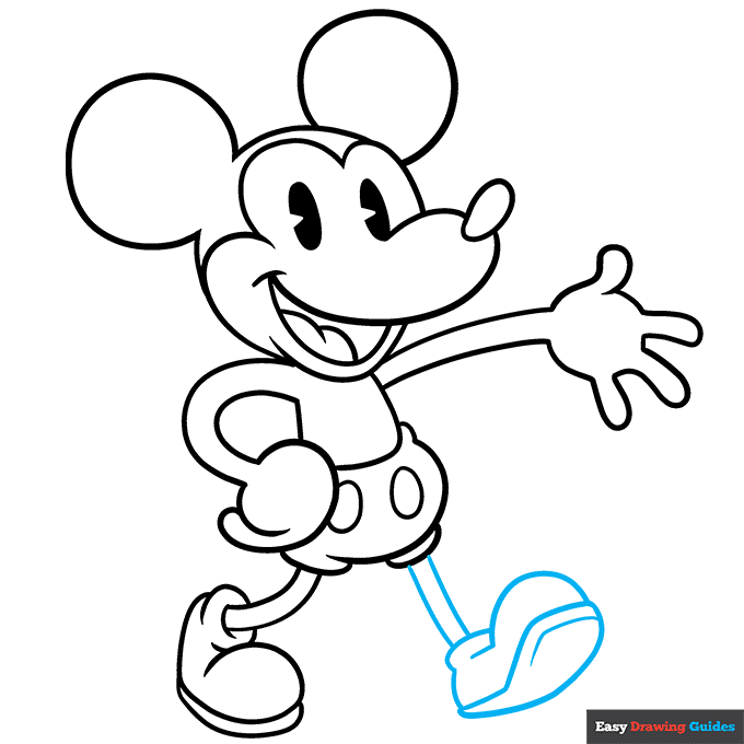 Classic Mickey Mouse step-by-step drawing tutorial: step 8