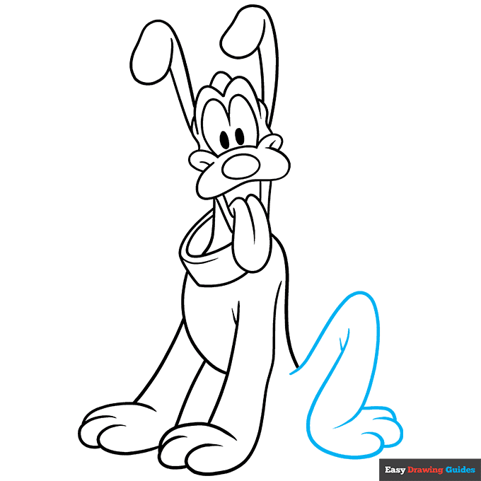 Pluto from Mickey Mouse step-by-step drawing tutorial: step 8