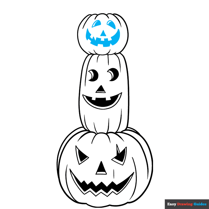 Stacked Halloween Pumpkins step-by-step drawing tutorial: step 8